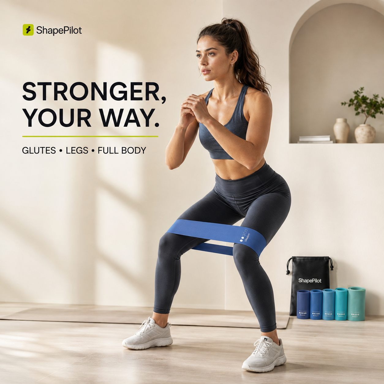FlexLoop 5-Level Resistance Band Set - extra light to extra heavy fitness bands for home workouts