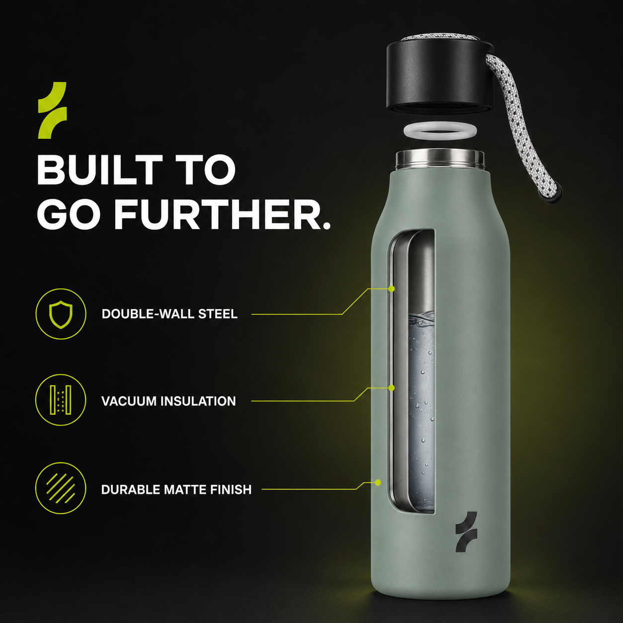 FlowSip Double-Wall Fitness Bottle keeps drinks cold for workouts and travel